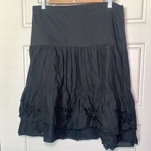 Miss Chievous Black Tiered Ruffle Women's Midi Skirt